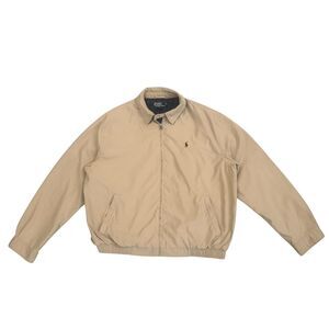 Polo Ralph Lauren Jacket Mens XL Tan Harrington Full Zip Cotton Lined Pony Logo